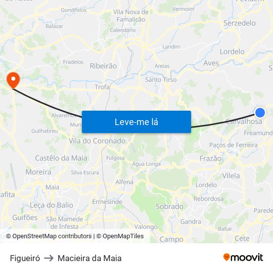Figueiró to Macieira da Maia map
