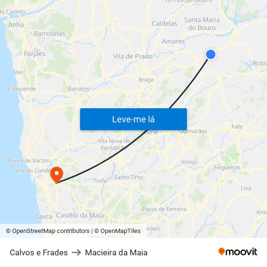 Calvos e Frades to Macieira da Maia map
