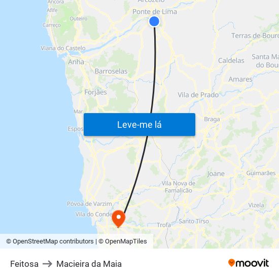 Feitosa to Macieira da Maia map