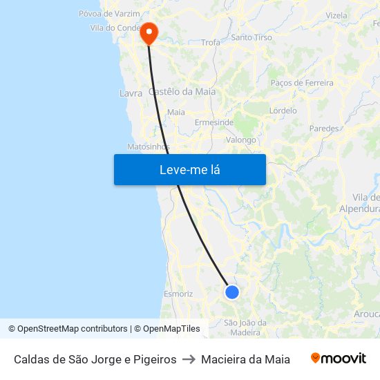 Caldas de São Jorge e Pigeiros to Macieira da Maia map
