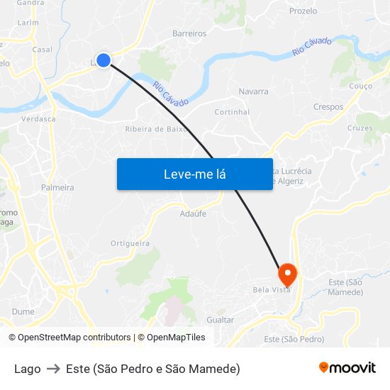 Lago to Este (São Pedro e São Mamede) map