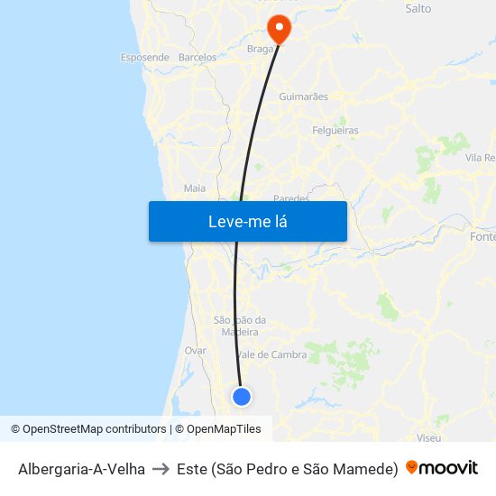 Albergaria-A-Velha to Este (São Pedro e São Mamede) map