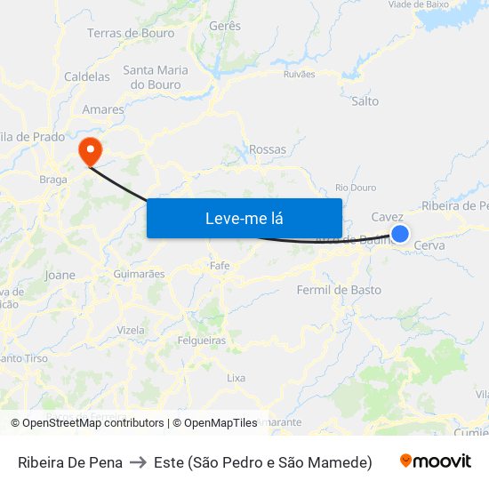 Ribeira De Pena to Este (São Pedro e São Mamede) map