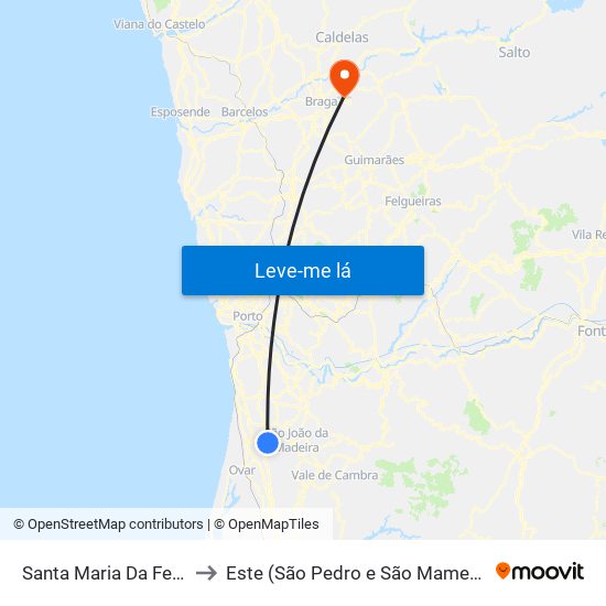 Santa Maria Da Feira to Este (São Pedro e São Mamede) map
