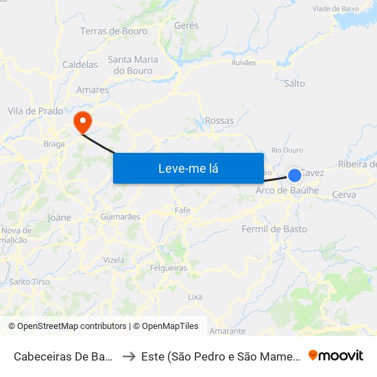 Cabeceiras De Basto to Este (São Pedro e São Mamede) map