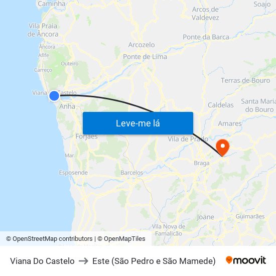 Viana Do Castelo to Este (São Pedro e São Mamede) map