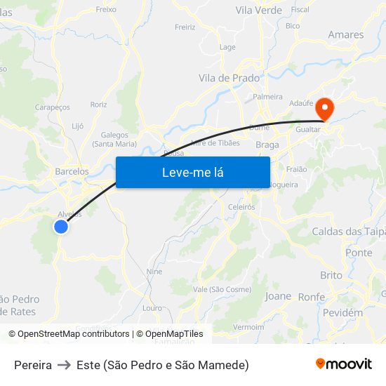 Pereira to Este (São Pedro e São Mamede) map