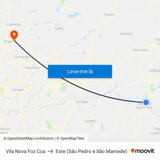Vila Nova Foz Coa to Este (São Pedro e São Mamede) map
