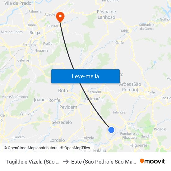 Tagilde e Vizela (São Paio) to Este (São Pedro e São Mamede) map