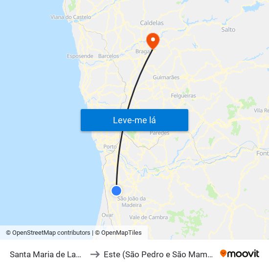 Santa Maria de Lamas to Este (São Pedro e São Mamede) map