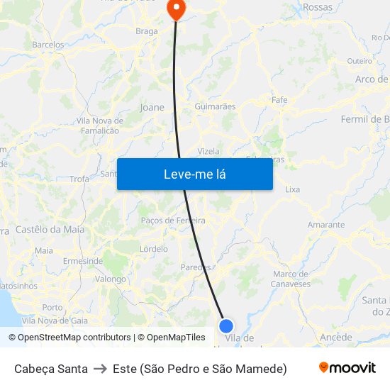 Cabeça Santa to Este (São Pedro e São Mamede) map