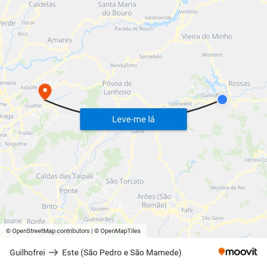 Guilhofrei to Este (São Pedro e São Mamede) map