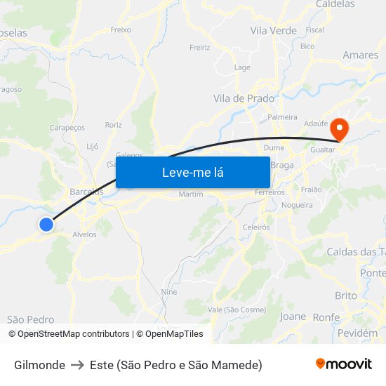 Gilmonde to Este (São Pedro e São Mamede) map