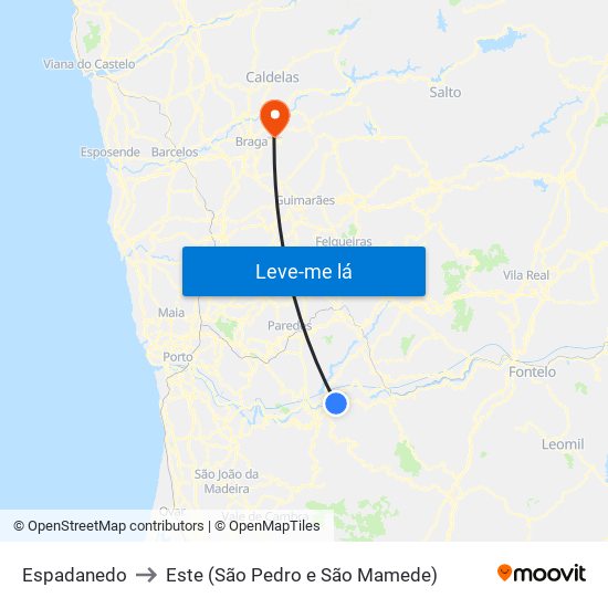 Espadanedo to Este (São Pedro e São Mamede) map