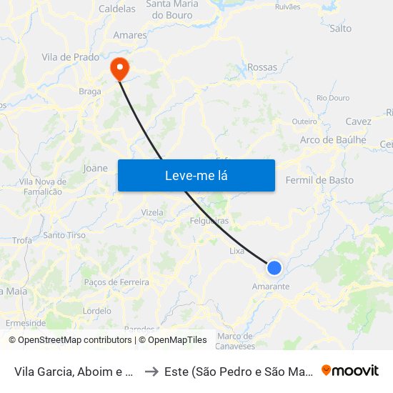 Vila Garcia, Aboim e Chapa to Este (São Pedro e São Mamede) map