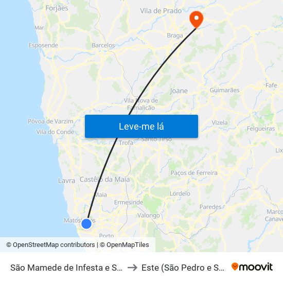 São Mamede de Infesta e Senhora da Hora to Este (São Pedro e São Mamede) map