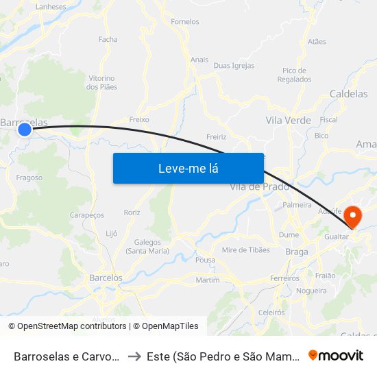 Barroselas e Carvoeiro to Este (São Pedro e São Mamede) map