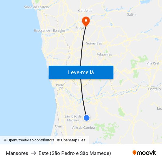 Mansores to Este (São Pedro e São Mamede) map