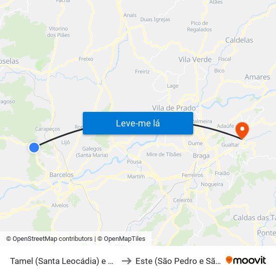 Tamel (Santa Leocádia) e Vilar do Monte to Este (São Pedro e São Mamede) map