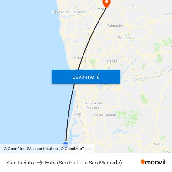 São Jacinto to Este (São Pedro e São Mamede) map