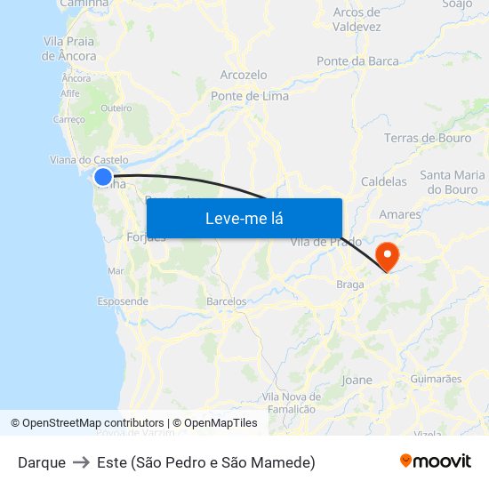 Darque to Este (São Pedro e São Mamede) map