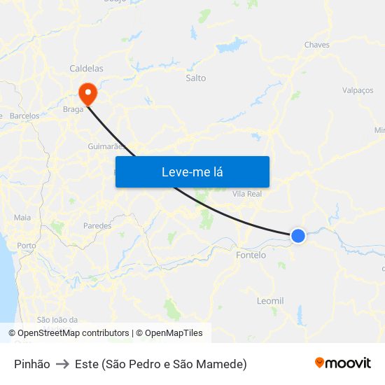 Pinhão to Este (São Pedro e São Mamede) map