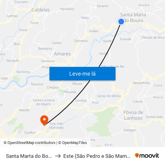 Santa Marta do Bouro to Este (São Pedro e São Mamede) map