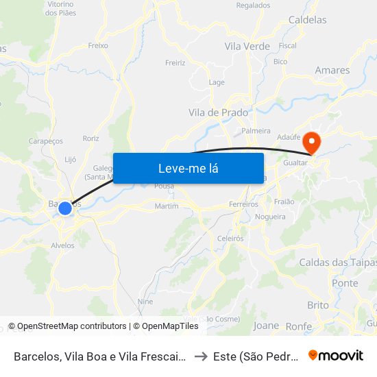 Barcelos, Vila Boa e Vila Frescainha (São Martinho e São Pedro) to Este (São Pedro e São Mamede) map