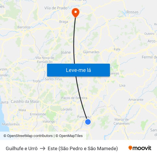 Guilhufe e Urrô to Este (São Pedro e São Mamede) map