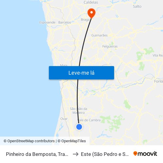 Pinheiro da Bemposta, Travanca e Palmaz to Este (São Pedro e São Mamede) map