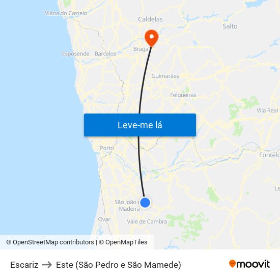 Escariz to Este (São Pedro e São Mamede) map