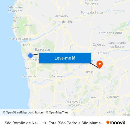 São Romão de Neiva to Este (São Pedro e São Mamede) map