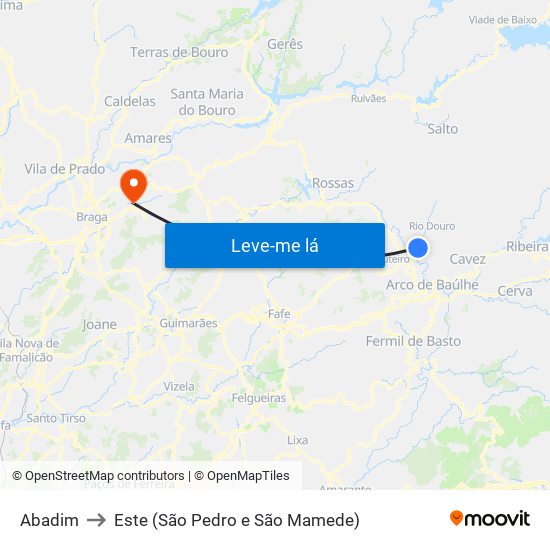 Abadim to Este (São Pedro e São Mamede) map