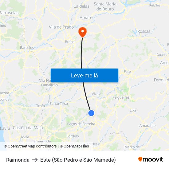 Raimonda to Este (São Pedro e São Mamede) map