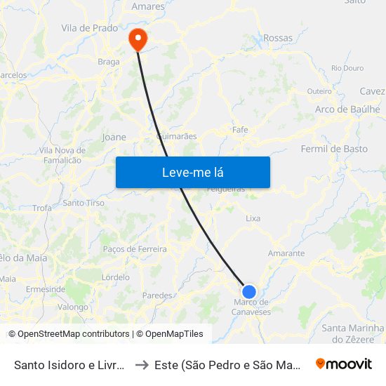Santo Isidoro e Livração to Este (São Pedro e São Mamede) map