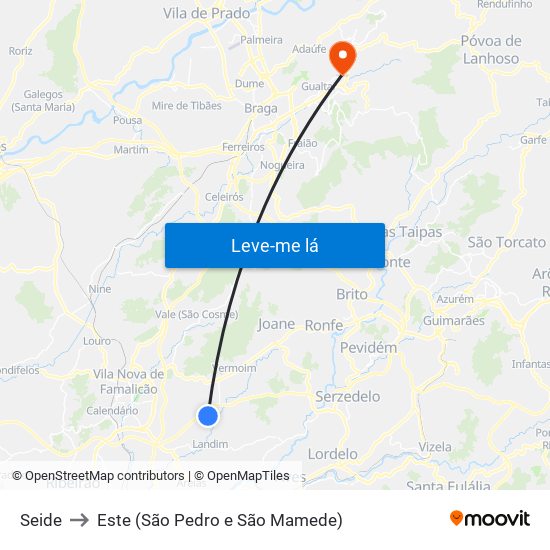 Seide to Este (São Pedro e São Mamede) map