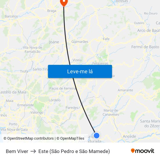 Bem Viver to Este (São Pedro e São Mamede) map