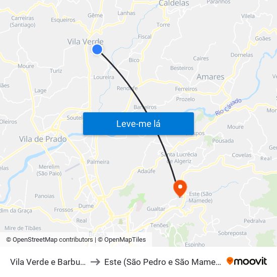 Vila Verde e Barbudo to Este (São Pedro e São Mamede) map