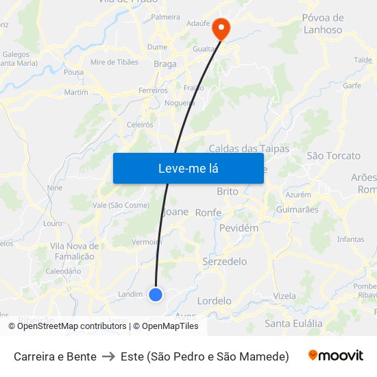 Carreira e Bente to Este (São Pedro e São Mamede) map