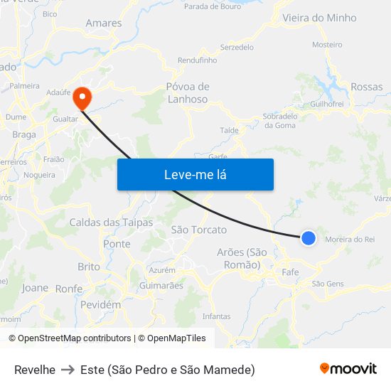 Revelhe to Este (São Pedro e São Mamede) map