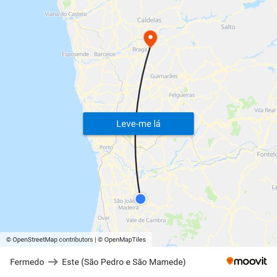 Fermedo to Este (São Pedro e São Mamede) map