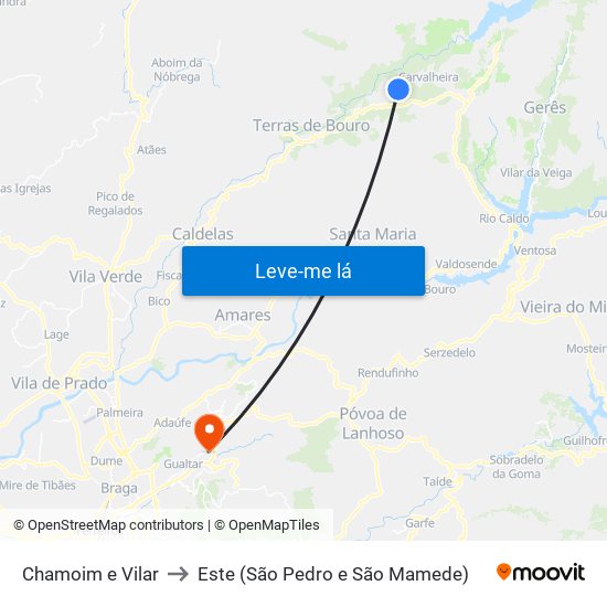 Chamoim e Vilar to Este (São Pedro e São Mamede) map