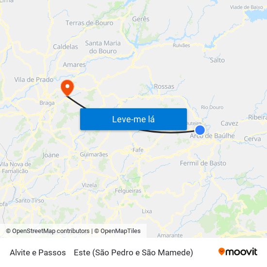 Alvite e Passos to Este (São Pedro e São Mamede) map