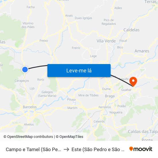 Campo e Tamel (São Pedro Fins) to Este (São Pedro e São Mamede) map