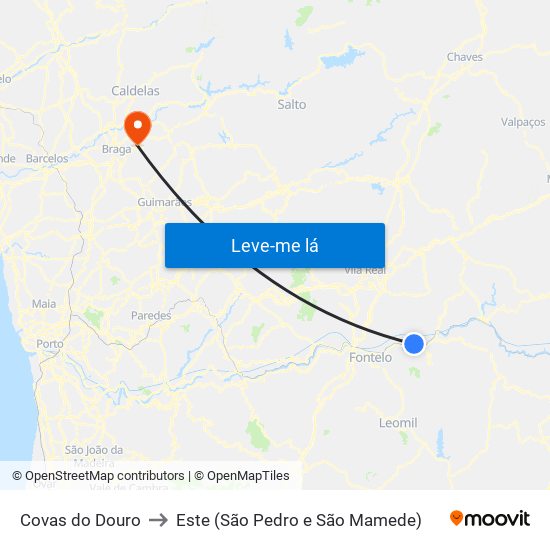 Covas do Douro to Este (São Pedro e São Mamede) map