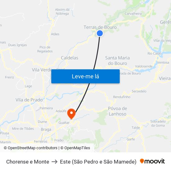 Chorense e Monte to Este (São Pedro e São Mamede) map