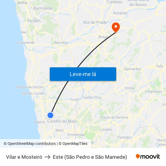 Vilar e Mosteiró to Este (São Pedro e São Mamede) map