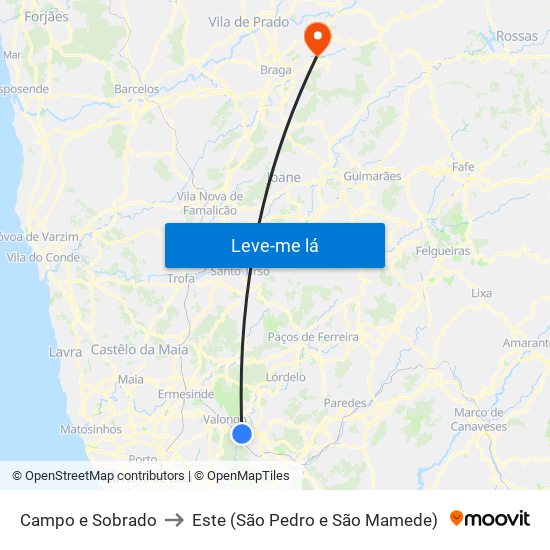 Campo e Sobrado to Este (São Pedro e São Mamede) map