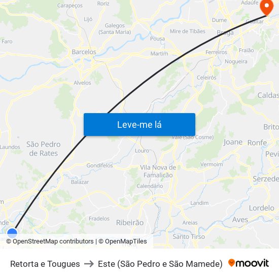 Retorta e Tougues to Este (São Pedro e São Mamede) map