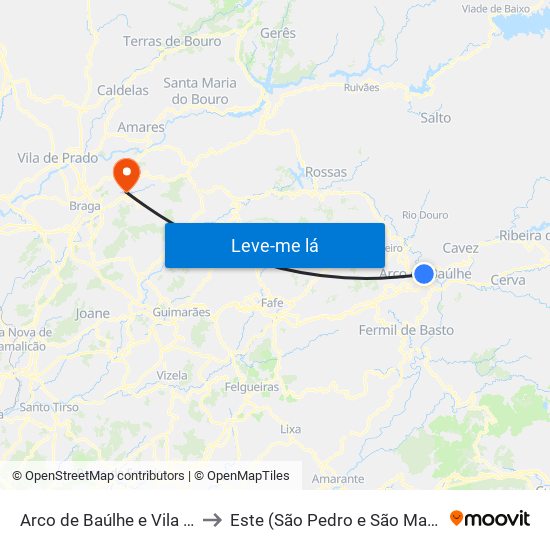 Arco de Baúlhe e Vila Nune to Este (São Pedro e São Mamede) map